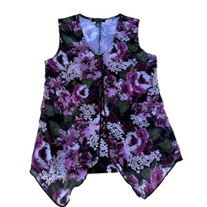 Rare whimsigoth Adele and Max Floral Sleeveless Top - Purple and Black flouncy